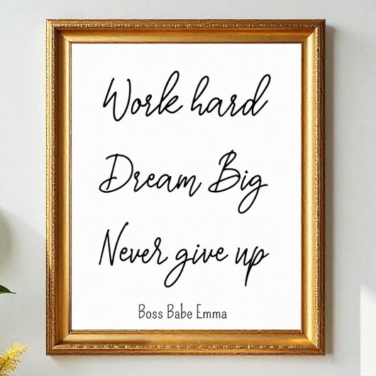 Zwart wit prijsopgave werk hard Gym Poster