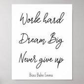 Zwart wit prijsopgave werk hard Gym Poster (Voorkant)