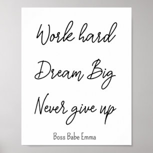 Zwart wit prijsopgave werk hard Gym Poster