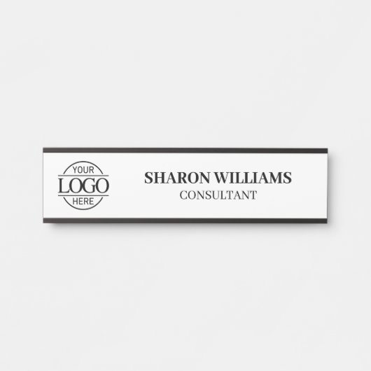 Zwart-wit Professional Custom Business Logo Deurbordje (Voorkant)