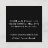 Zwart-wit Professional Home Hulp Zorgverlener Vierkante Visitekaartje (Achterkant)