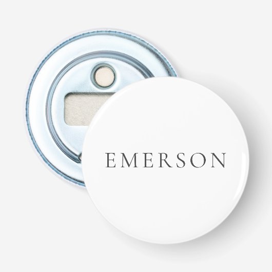 Zwart wit professioneel minimalistisch modern gewo button flesopener (Voorkant)