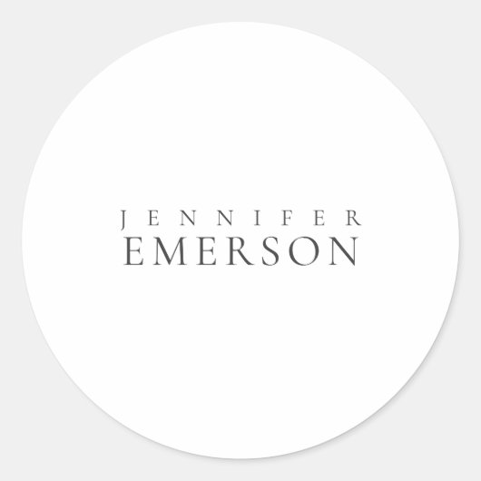 Zwart wit professioneel minimalistisch modern gewo ronde sticker (Voorkant)