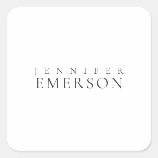Zwart wit professioneel minimalistisch modern gewo vierkante sticker (Voorkant)