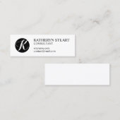 Zwart-wit professioneel monogram mini visitekaartje (Voorkant / Achterkant)