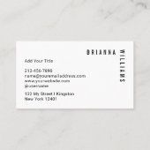 Zwart Wit Professioneel Monogram Modern Minimaal Visitekaartje (Achterkant)