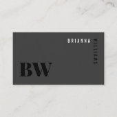 Zwart Wit Professioneel Monogram Modern Minimaal Visitekaartje (Voorkant)