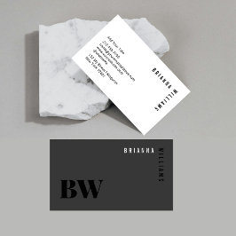 Zwart Wit Professioneel Monogram Modern Minimaal Visitekaartje