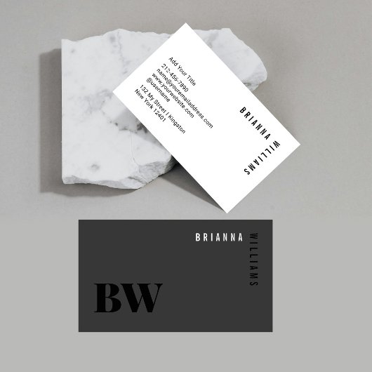 Zwart Wit Professioneel Monogram Modern Minimaal Visitekaartje