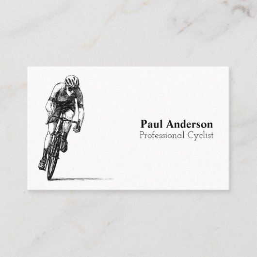 Zwart-wit professioneel wielrenner Visitekaartje (Voorkant)