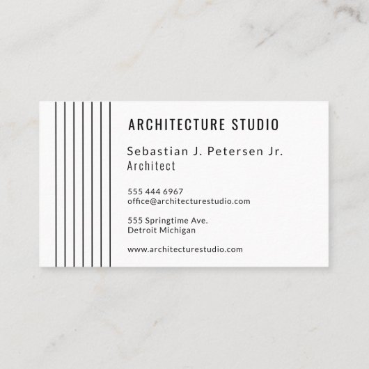 Zwart wit professionele architect ontwerper modern visitekaartje (Achterkant)