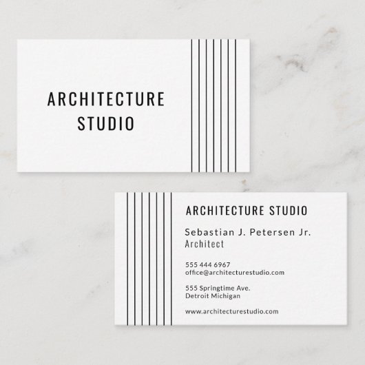 Zwart wit professionele architect ontwerper modern visitekaartje (Voorkant / Achterkant)