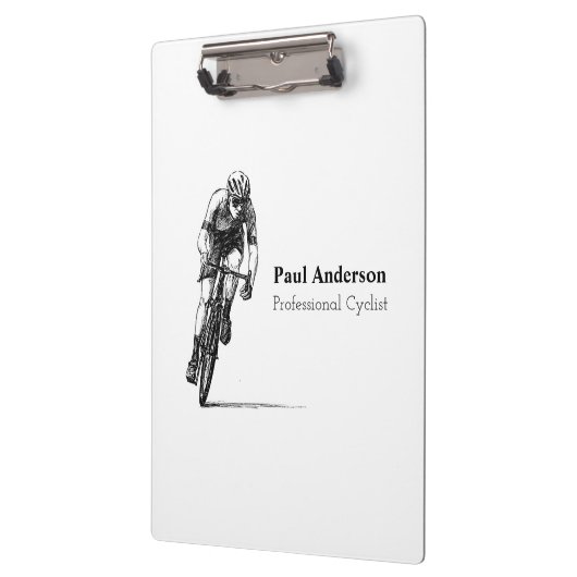 Zwart-wit Professionele Fietser Business Klembord (Links)