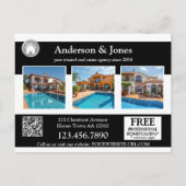 Zwart-wit professionele foto onroerend goed briefkaart (Achterkant)