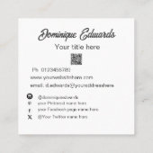 Zwart Wit Professionele Foto Sociale Media Vierkante Visitekaartje (Achterkant)