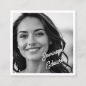 Zwart Wit Professionele Foto Sociale Media Vierkante Visitekaartje (Voorkant)