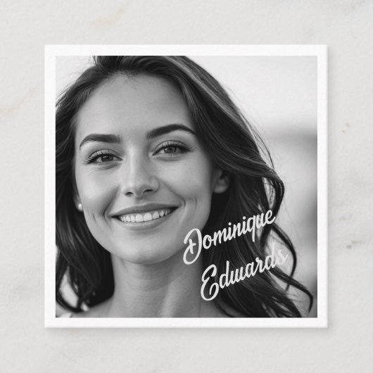 Zwart Wit Professionele Foto Sociale Media Vierkante Visitekaartje (Voorkant)