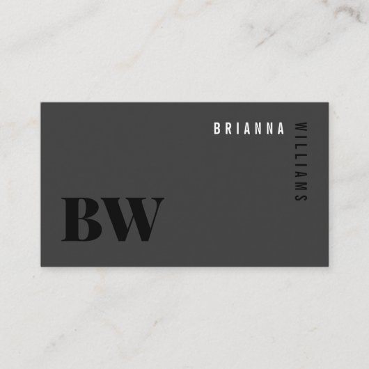 Zwart Wit Professionele QR Code Monogram Minimaal Visitekaartje (Voorkant)