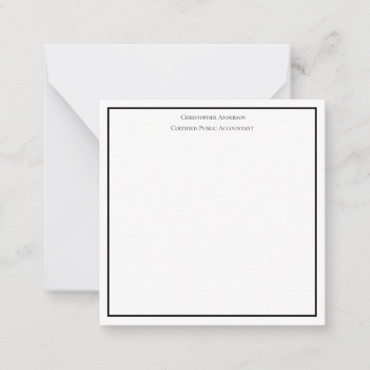 Zwart Wit Professionele Zakelijke Gepersonaliseerd Notitiekaartje (Voorkant)