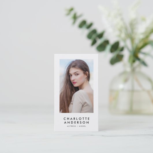 Zwart-wit profiel Headshot Photo Visitekaartje (Staand voorkant)