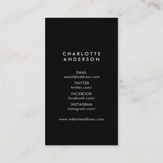 Zwart-wit profiel Headshot Photo Visitekaartje (Achterkant)