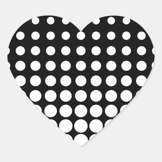 Zwart-wit progressieve stippen hart sticker (Voorkant)