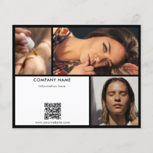 Zwart Wit Promotionele Schoonheidssalon Foto QR Co Flyer