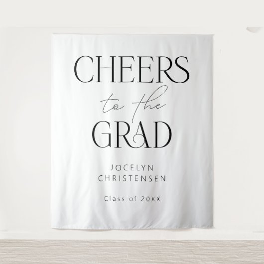 Zwart Wit Proost op het Afstudeerder Foto Achtergr Wandkleed (Voorkant)