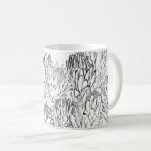 Zwart-wit Protea Sketch Boeket Koffiemok (Voorkant rechts)