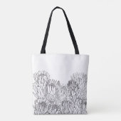Zwart-wit Protea Sketch Boeket Tote Bag (Achterkant)
