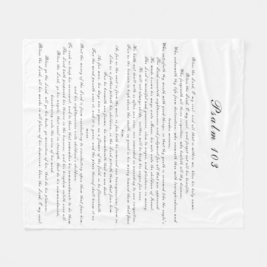 Zwart-wit Psalm 103 Scripture Text Modern Fleece Deken (Voorkant (Horizontaal))