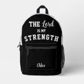 Zwart-wit Psalm 28:7 De Heer is mijn kracht Bedrukte Rugzak (Voorkant)