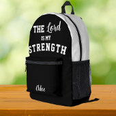 Zwart-wit Psalm 28:7 De Heer is mijn kracht Bedrukte Rugzak