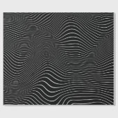 Zwart-wit Psychedelic Lineaar Wavy Background Cadeaupapier (Vlak)