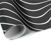 Zwart-wit Psychedelic Lineaar Wavy Background Cadeaupapier (Rol Hoek)