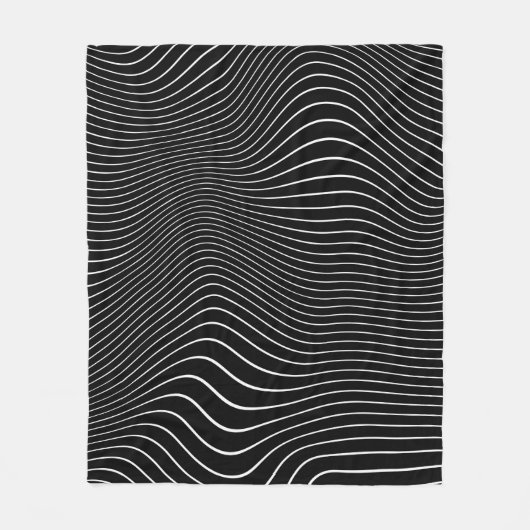 Zwart-wit Psychedelic Lineaar Wavy Background Fleece Deken (Voorkant)
