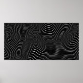 Zwart-wit Psychedelic Lineaar Wavy Background Poster (Voorkant)
