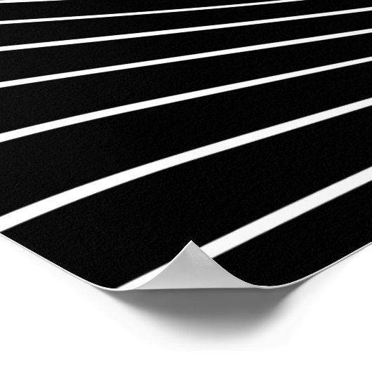 Zwart-wit Psychedelic Lineaar Wavy Background Poster (Hoek)