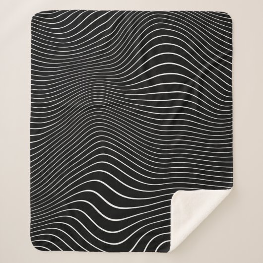 Zwart-wit Psychedelic Lineaar Wavy Background Sherpa Deken (Voorkant)