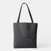 Zwart-wit Psychedelic Lineaar Wavy Background Tote Bag (Achterkant)