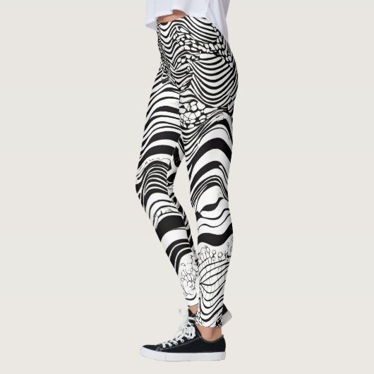 Zwart-wit psychedelisch Abstract Leggings (Links)