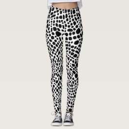 Zwart-wit psychedelisch huidpatroon leggings