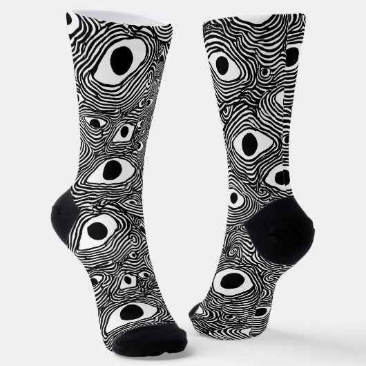 Zwart-wit psychedelisch ontwerp sokken (Gebogen)