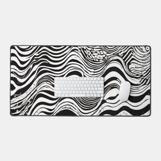 Zwart-wit psychedelisch patroon bureaumat (Keyboard & Muis)