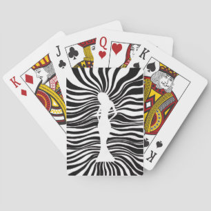 Zwart-Wit Psychedelische Vrouw Silhouet Tripp Pokerkaarten
