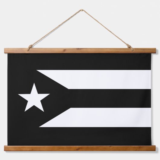 Zwart-wit Puerto Rico Resistance Flag Hangend Wandkleed (Voorkant)