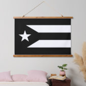 Zwart-wit Puerto Rico Resistance Flag Hangend Wandkleed (Slaapkamer)