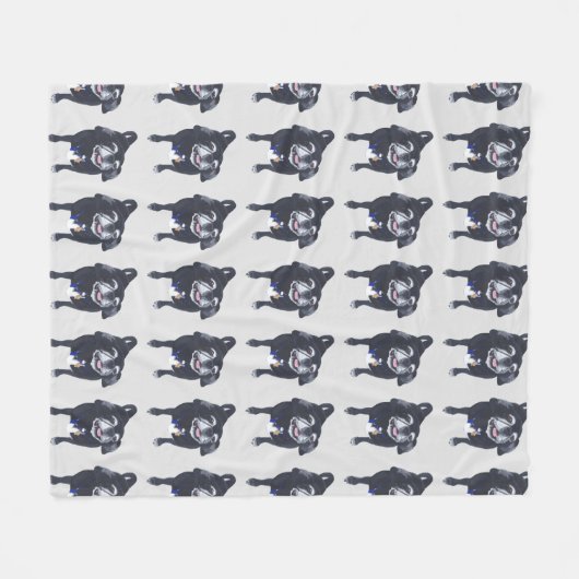 Zwart-wit Pug Dog Fleece Dekens (Voorkant (Horizontaal))