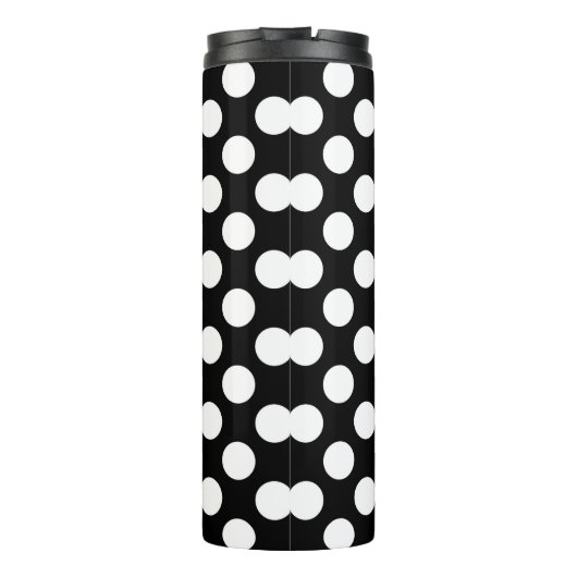 Zwart-wit puntpatroon thermosbeker (Achterkant)