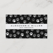 Zwart wit puppy hond poot print patroon visitekaartje (Voorkant)